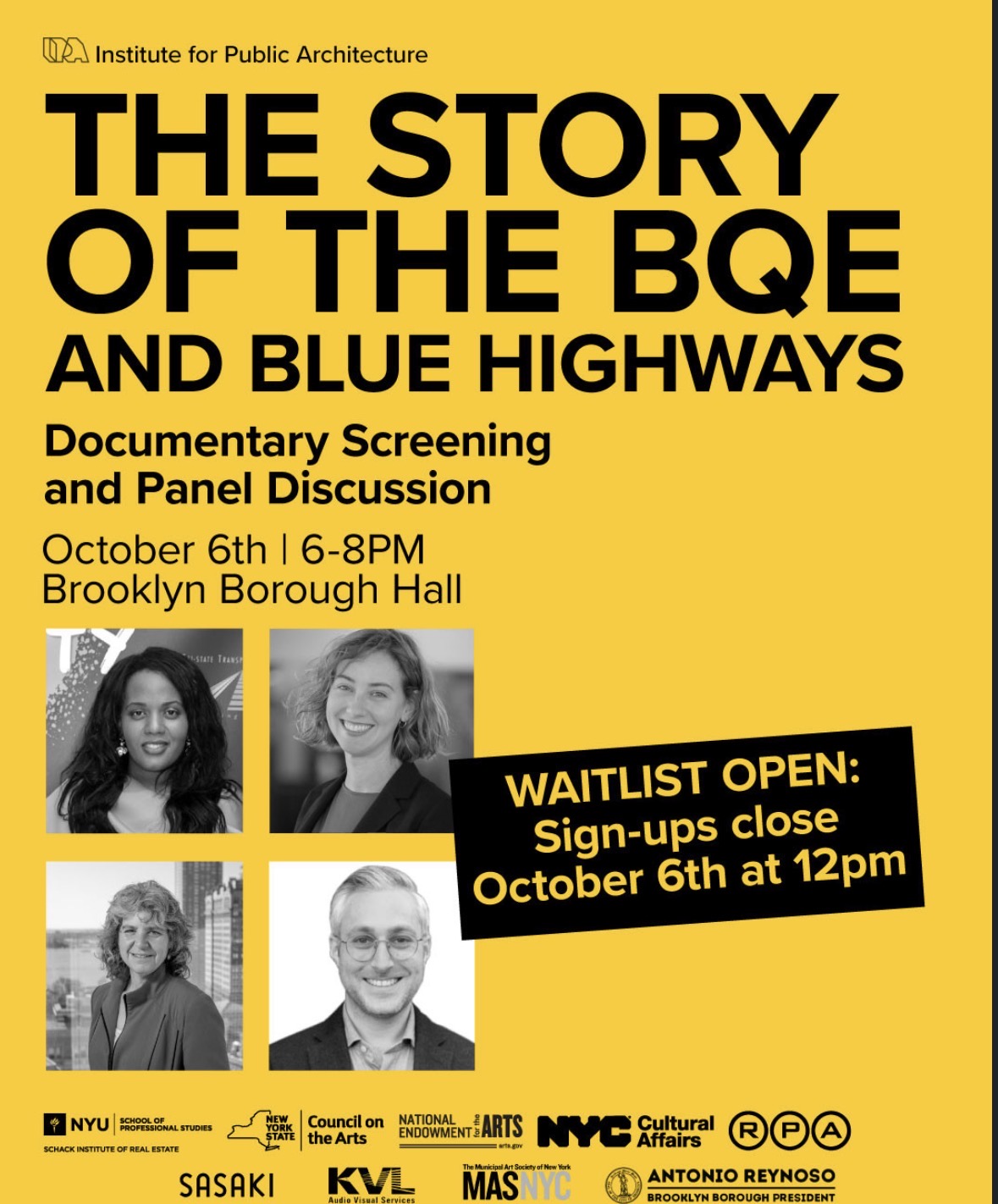 The Story of the BQE and Blue Highways, October 6 flyer