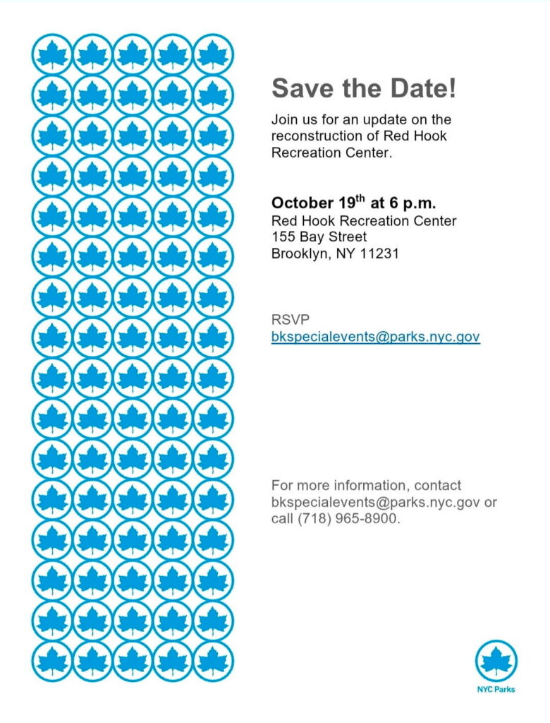 Red Hook Recreation Center reconstruction update, October 19 flyer