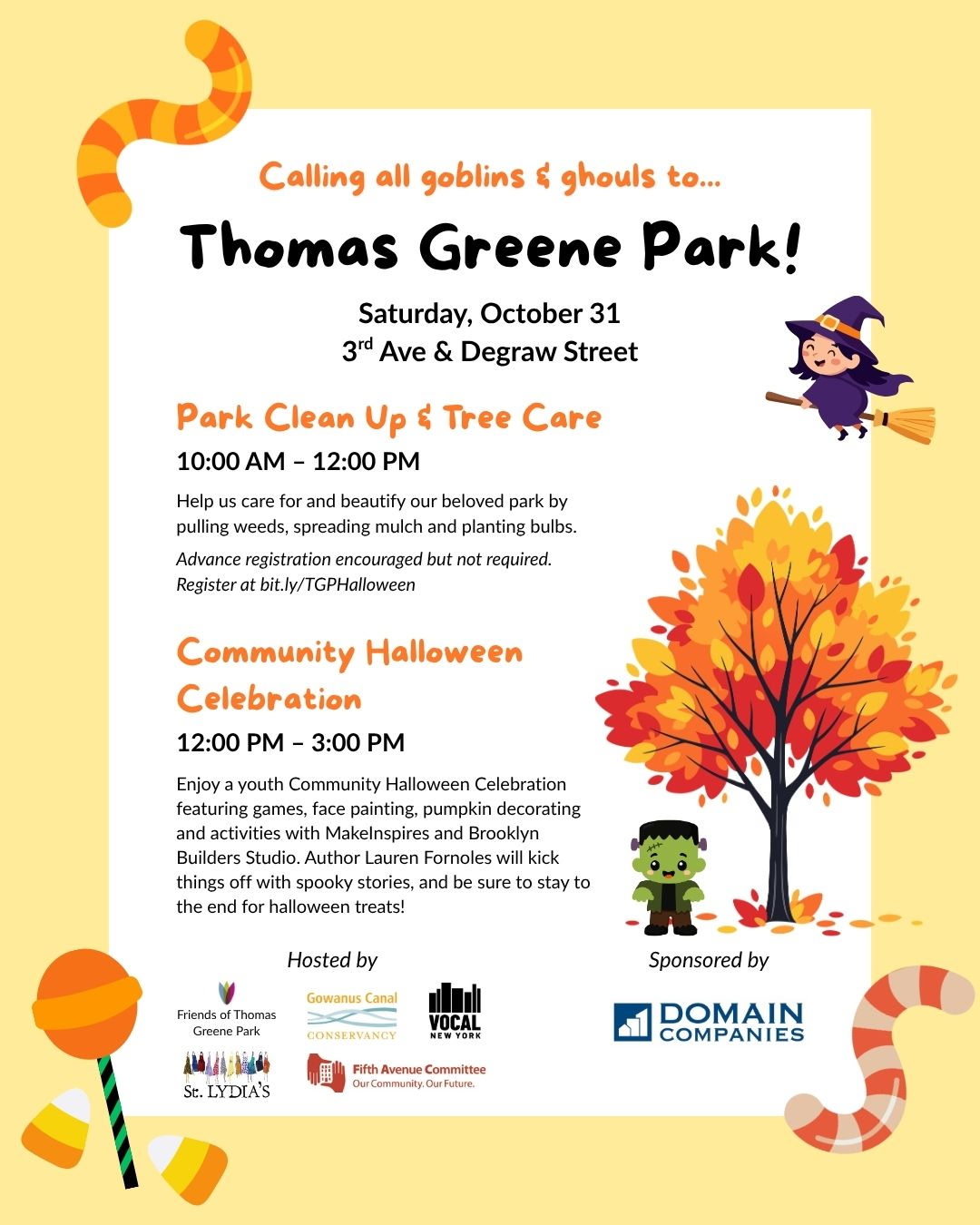 Thomas Greene Park Halloween, October 31 flyer